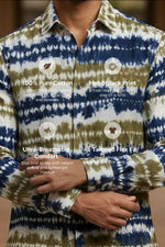 Thumbnail for Grove — Olive Indigo Shibori Cotton Shirt by Hilo Design - Dista