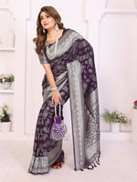 Thumbnail for Aastha Fashion Wine Georgette Silk Leheriya With Elegant Zari Weaving Saree - Distacart