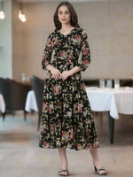 Thumbnail for Souchii Black Floral Chiffon Dress