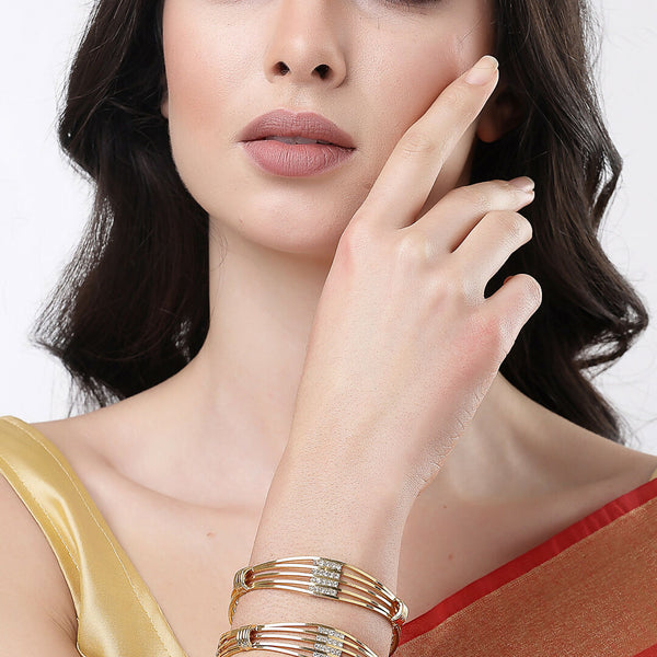 NVR Women Set of 2 Gold Plated Kundan Studded Bangles - Distacart