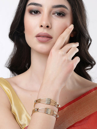 NVR Women Set of 2 Gold Plated Kundan Studded Bangles - Distacart