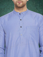 Thumbnail for Even Apparels Men's Pure Cotton Blue Striped Kurta - Distacart