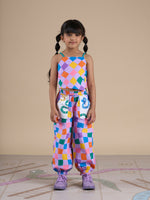 Thumbnail for Snakes and Ladders Girls Multi Color Rotary Print Top and Pant Set from Siblings Collection - Distacart