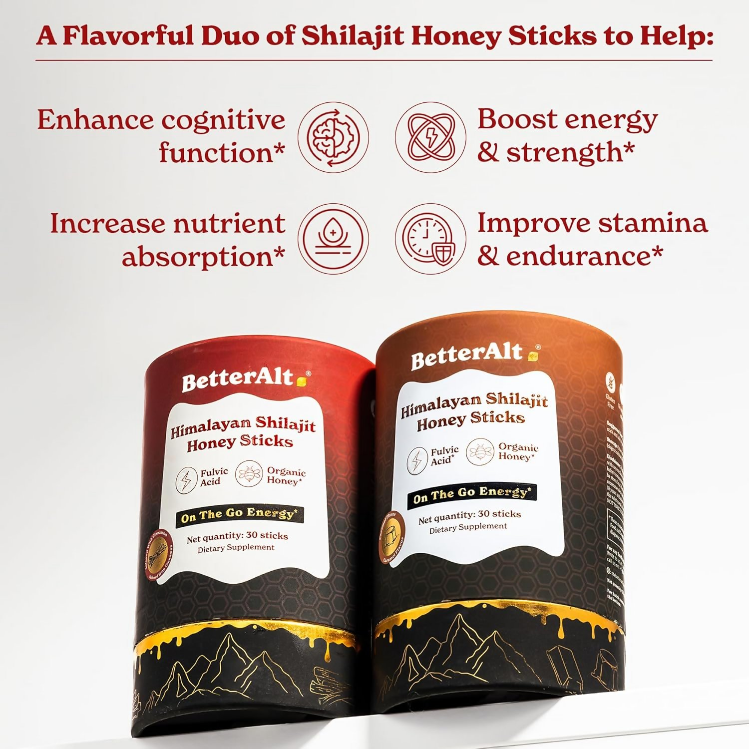 Better Alt Pure Himalayan Sj Energy Sticks Cinnamon & Caramel Combo