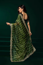 Thumbnail for Joban Fashion Green Net Party Wear Sarees - Distacart
