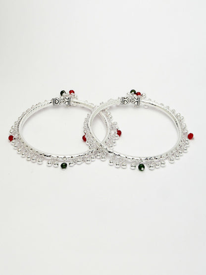 NVR Women's Set of 2 Silver-Plated Kada Anklets - Distacart