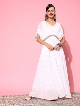 Ahalyaa Women's Traditional wear Ethnic Dress - White - Distacart