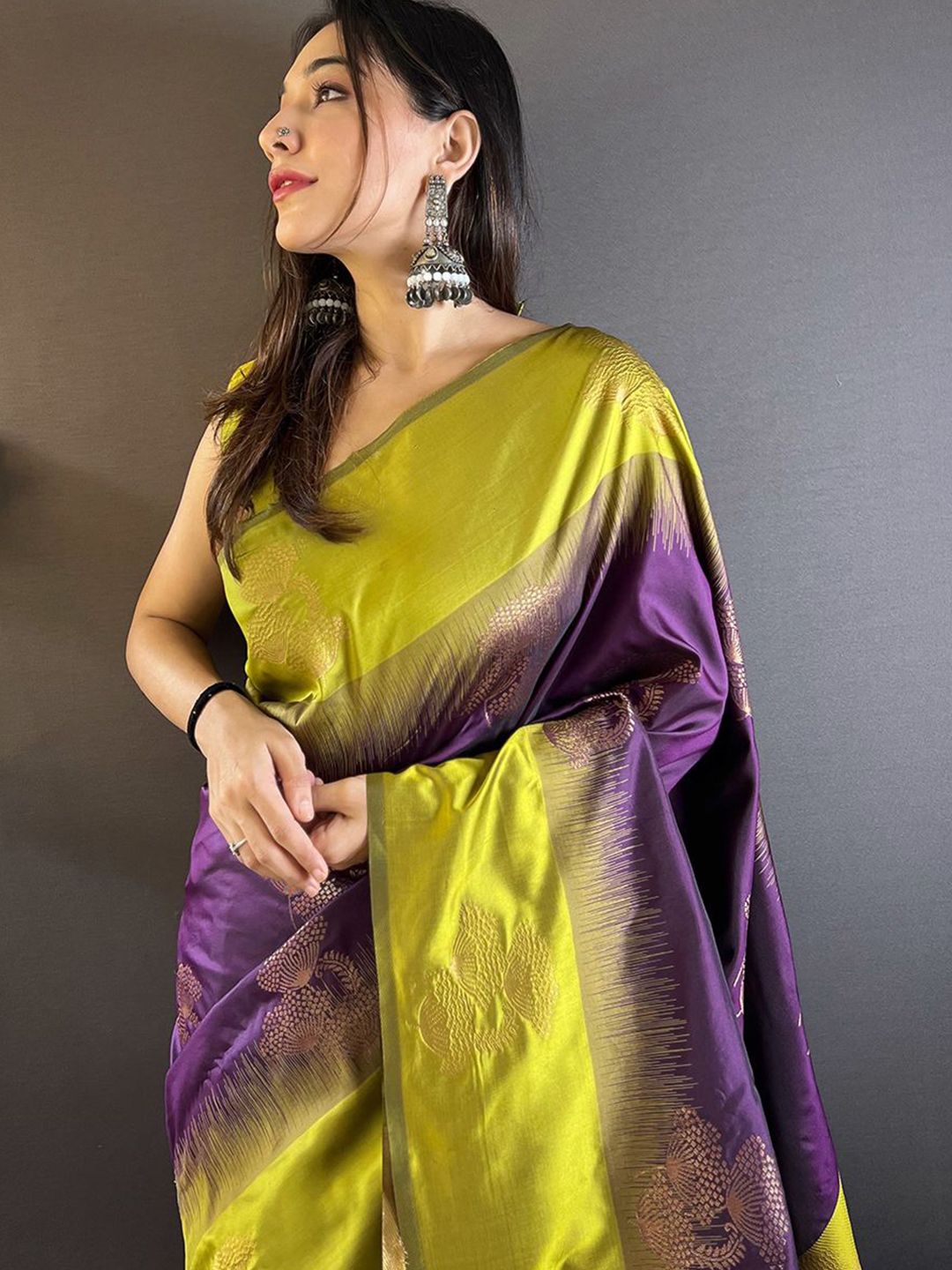 Mitera Ethnic Motifs Zari Silk Blend Saree - Distacart