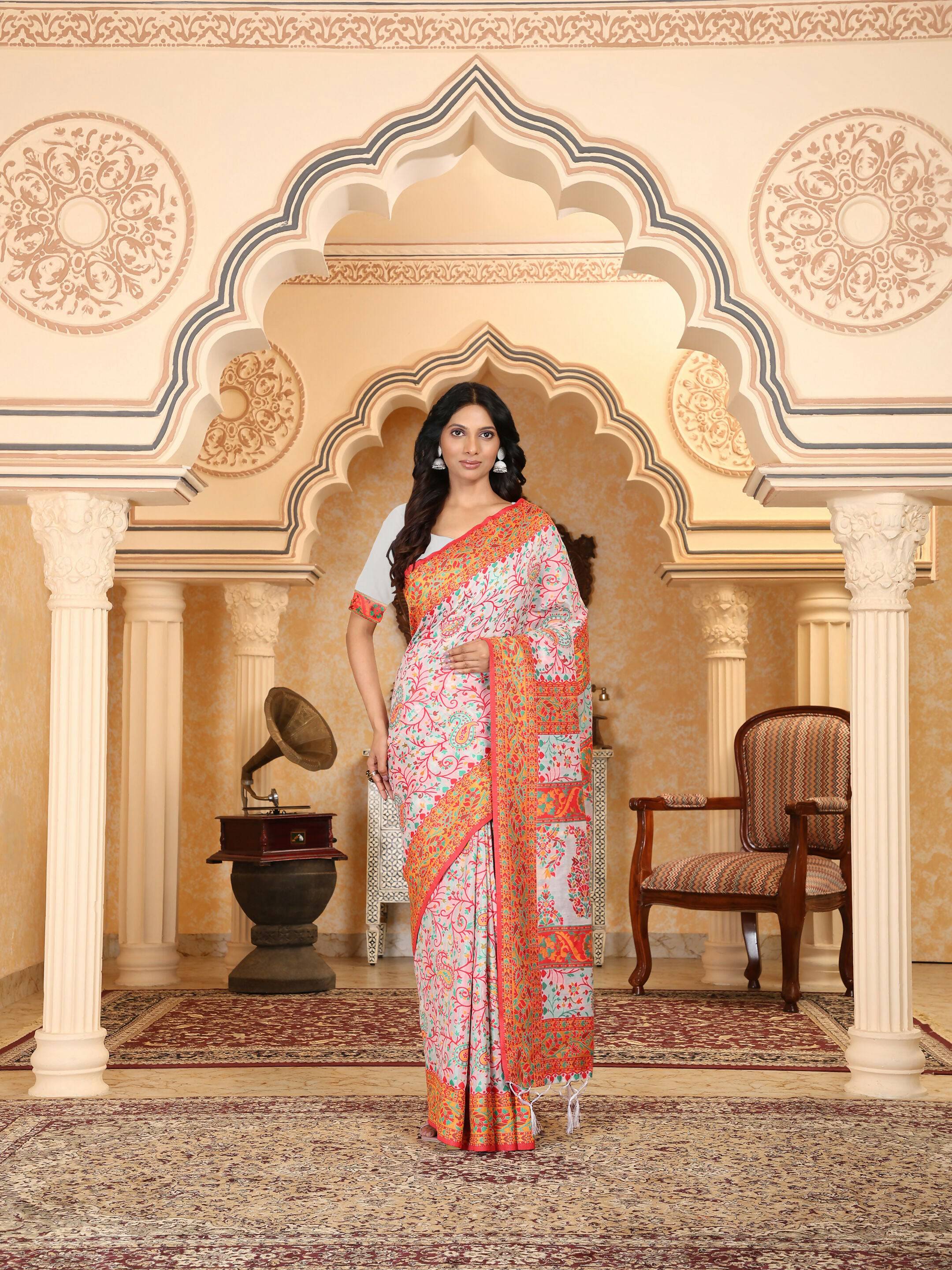 Astita Linen Cotton(Woven Work) Multicolour Saree