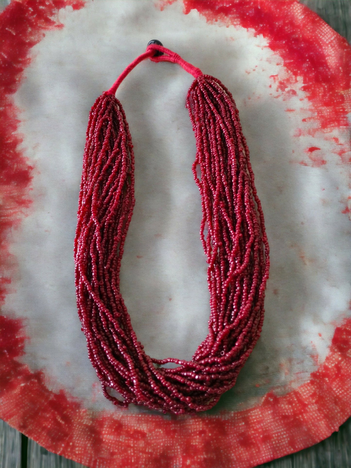 Inhanns Handmade Beaded Multilayer Necklace, 20 Layers - Maroon - Distacart