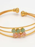 Thumbnail for NVR Women's Gold-Polished CZ Stone-Studded Cuff Bracelet - Distacart