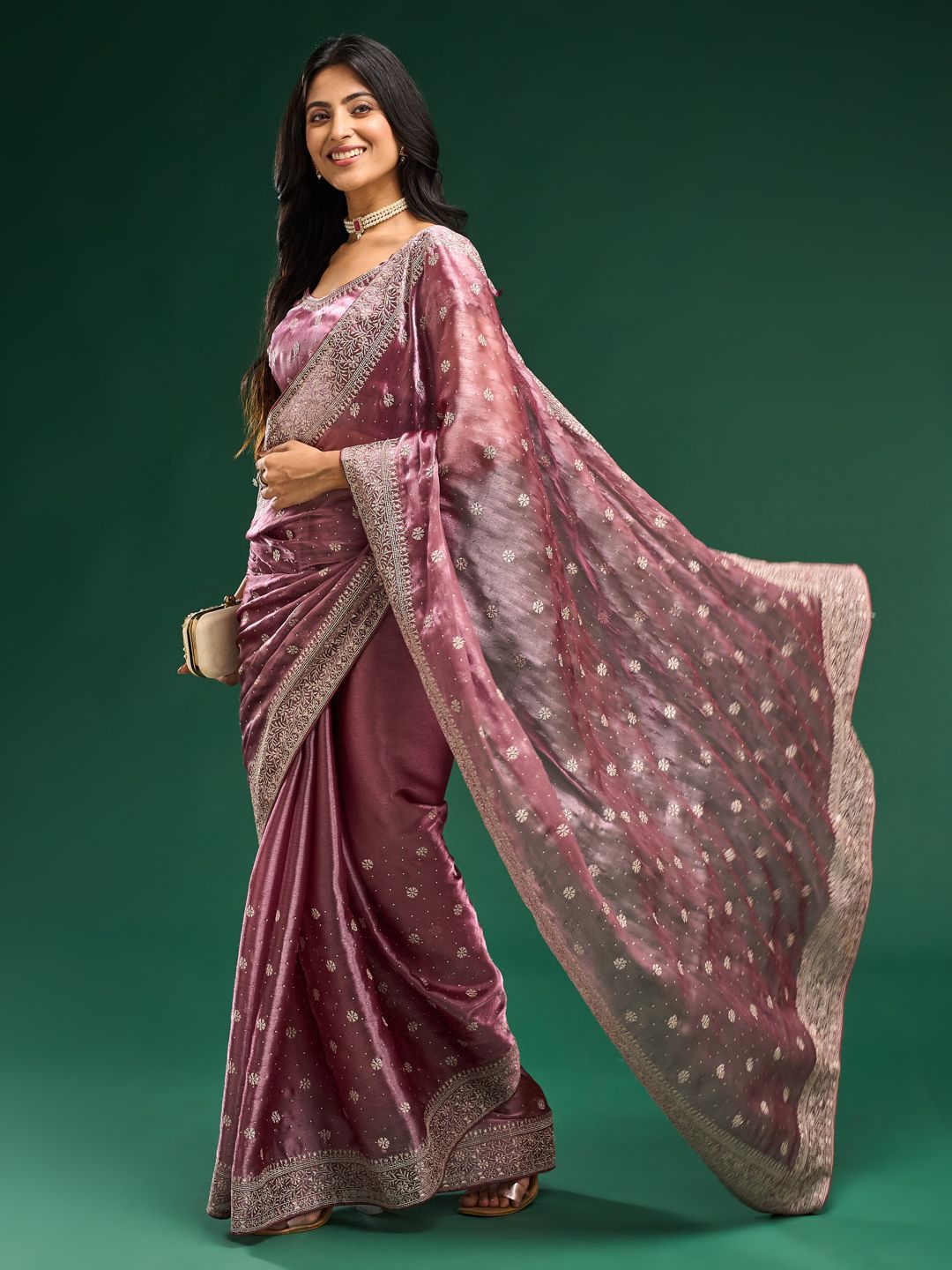kasee Floral Embroidered Silk Blend Saree - Distacart