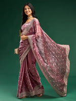 Thumbnail for kasee Floral Embroidered Silk Blend Saree - Distacart