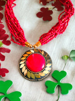 Thumbnail for Inhanns Everyday Statement Beaded Pendant Necklace - Red - Distacart