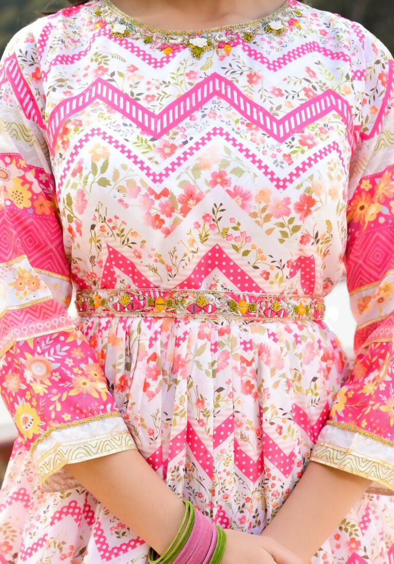 Wedding Designer Multi Soft Dola Silk Anarkali suit with Dupatta - Sanj - Distacart