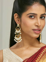 Thumbnail for Nuyug 22K Gold-Plated Kundan Studded & Pearl Beaded Layered Chandbalis