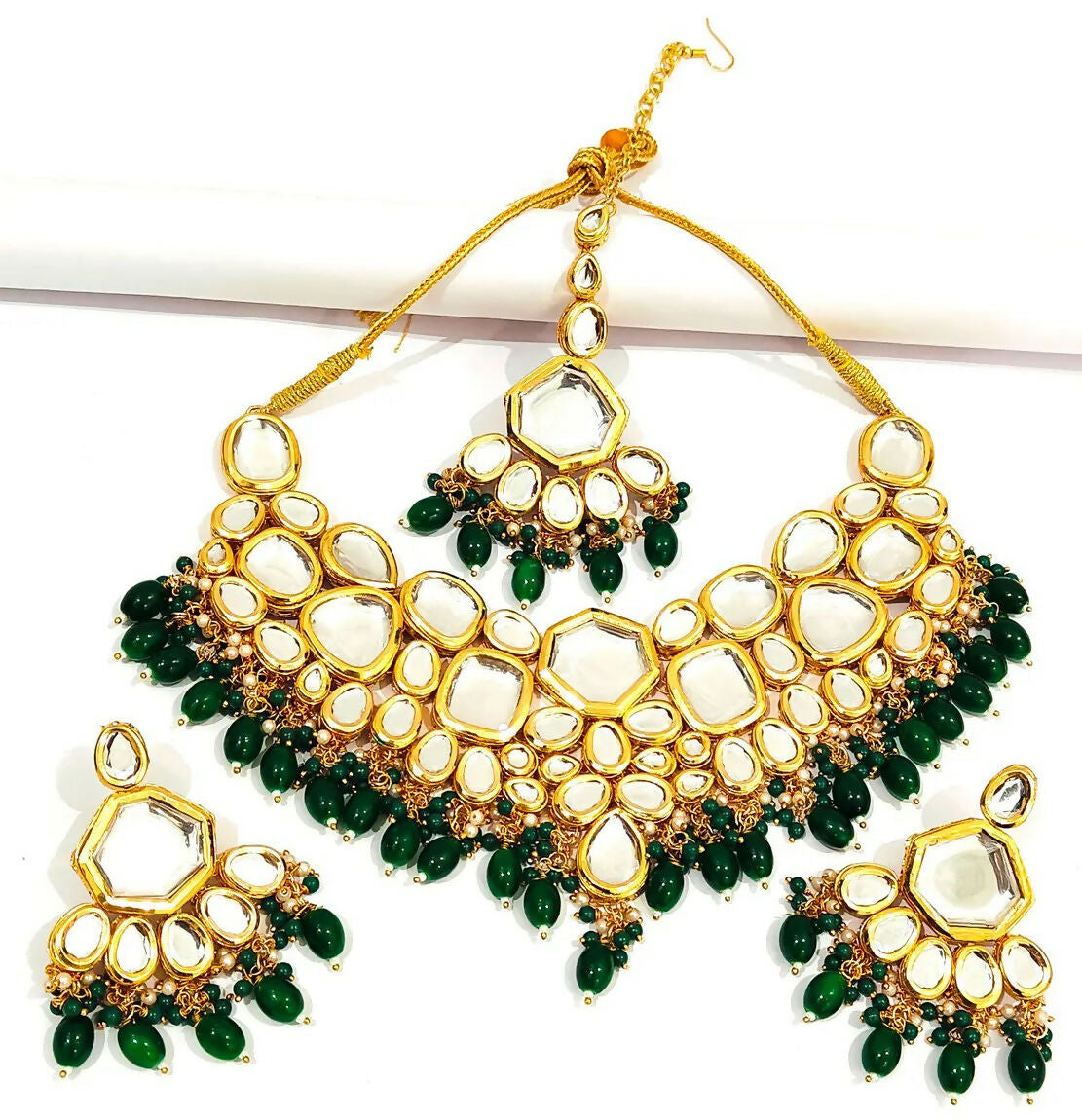Joban Fashion Hand Made High Quality Gold Plated Base Metal Alloy Kundan Stone Studded Kundan Jewellery Set - Distacart