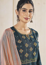 Thumbnail for Jyoti Fashion Women's Morpich Pure Viscose Weaving Stripe with Embroidery Kurta Set - Distacart