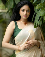Thumbnail for Preksha Creation Women Banarasi Cream Saree With Copper And Zari Work - Distacart