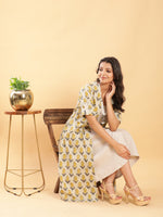 Thumbnail for BohoJazz Vegetable Dye Handblock Jacket with Beige Linen Dress