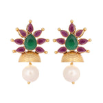 Thumbnail for Nuyug 22K Gold-Plated Pearl Drop Floral Shaped Stud Earrings - Distacart