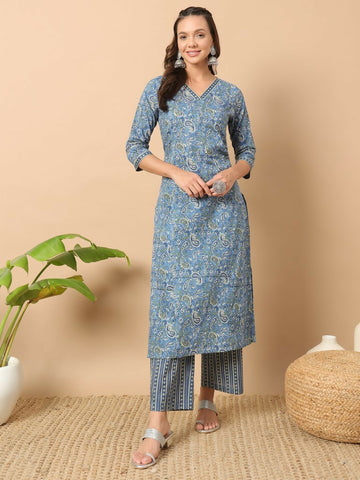 FIORRA Women's Wine Cotton Straight Kurta Set - Distacart
