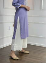 Thumbnail for BulBul Hazel Purple Embroidered Cotton Kurta Set