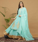 Thumbnail for Joban Fashion Turquoise Georgette Lehenga Set