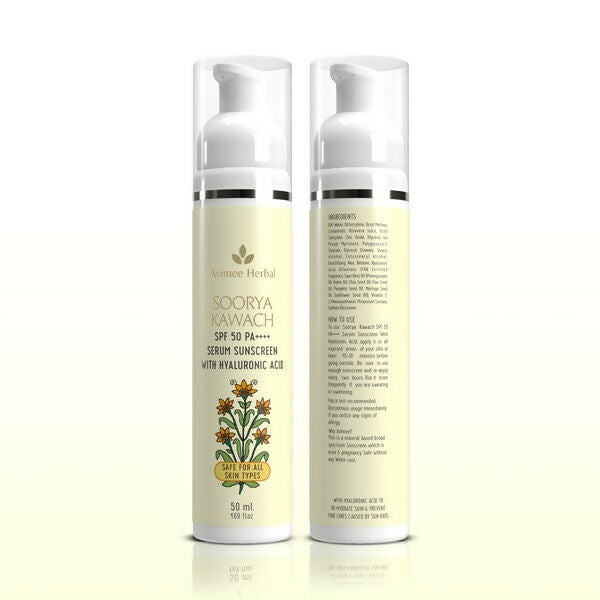 Avimee Herbal Soorya Kawach SPF 50 PA++++ Hyaluronic Acid Serum Sunscreen - Distacart