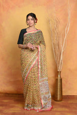 Thumbnail for Very Much Indian Pure Kota Cotton Handblock Printed Saree - Yellow - Distacart