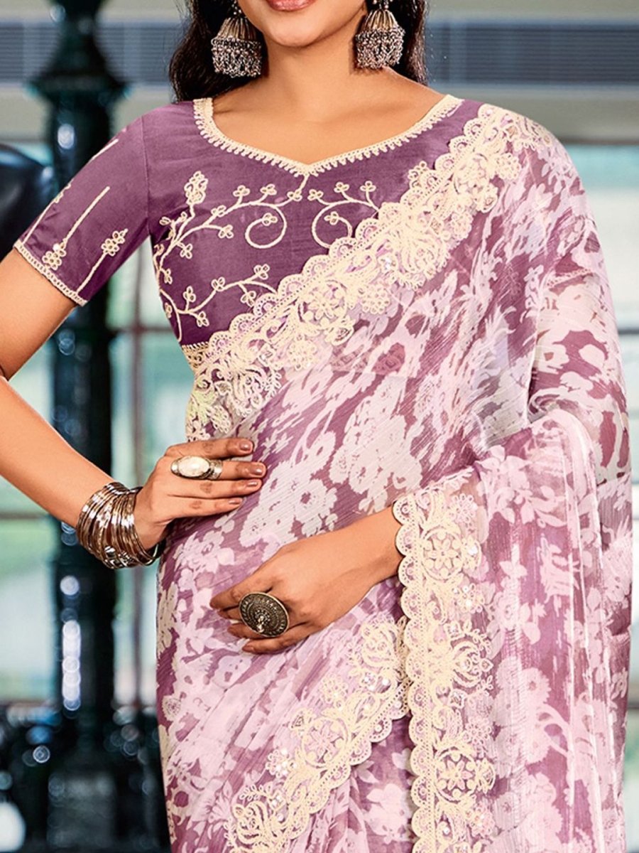 Anouk Sequinned Pure Chiffon Saree