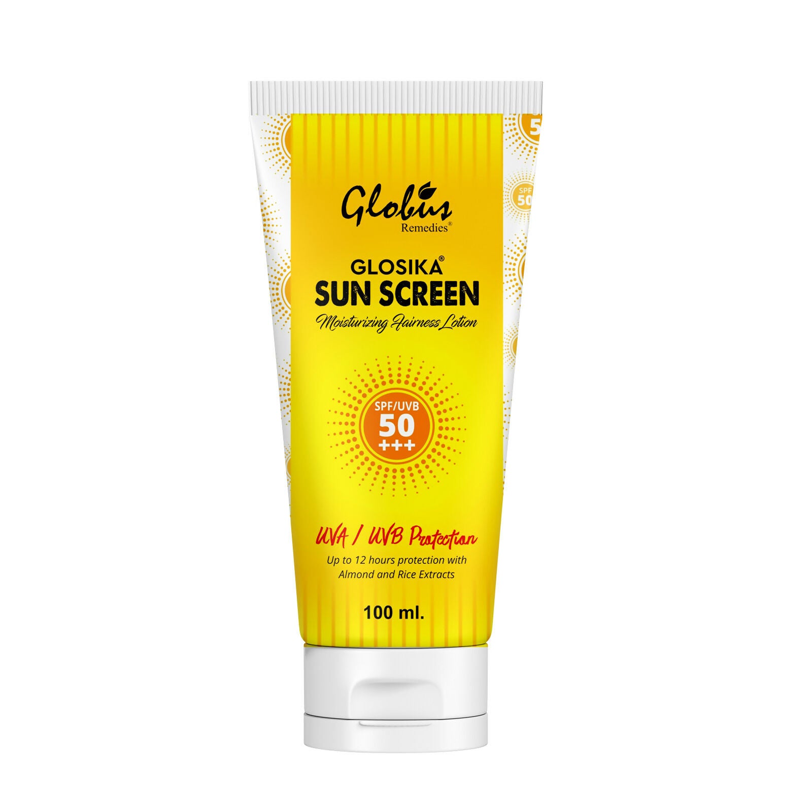 Globus Remedies Glosika Sunscreen Lotion, SPF 50 PA+++ Up to 12 hrs Protection - Distacart