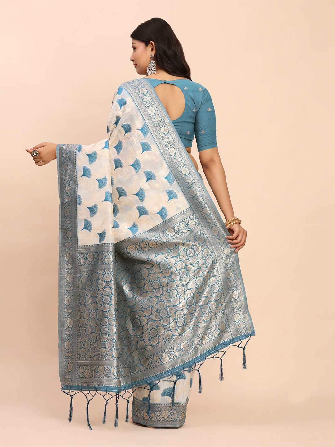 Astita Linen Cotton Sky Blue Saree