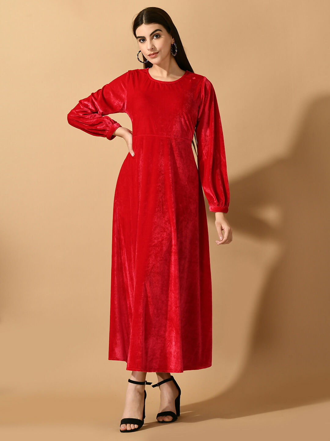 Myshka Women's Pink Fit and Flare Party Dress - Distacart