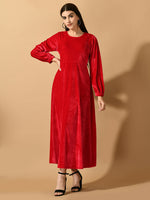 Thumbnail for Myshka Women's Pink Fit and Flare Party Dress - Distacart