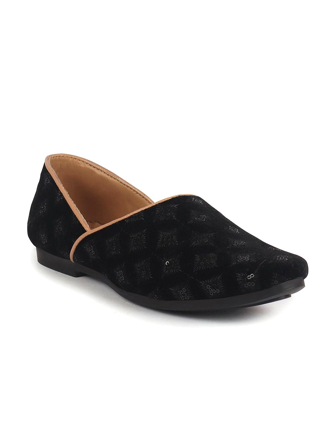 FAUSTO Men Woven Design Embellished Mojaris