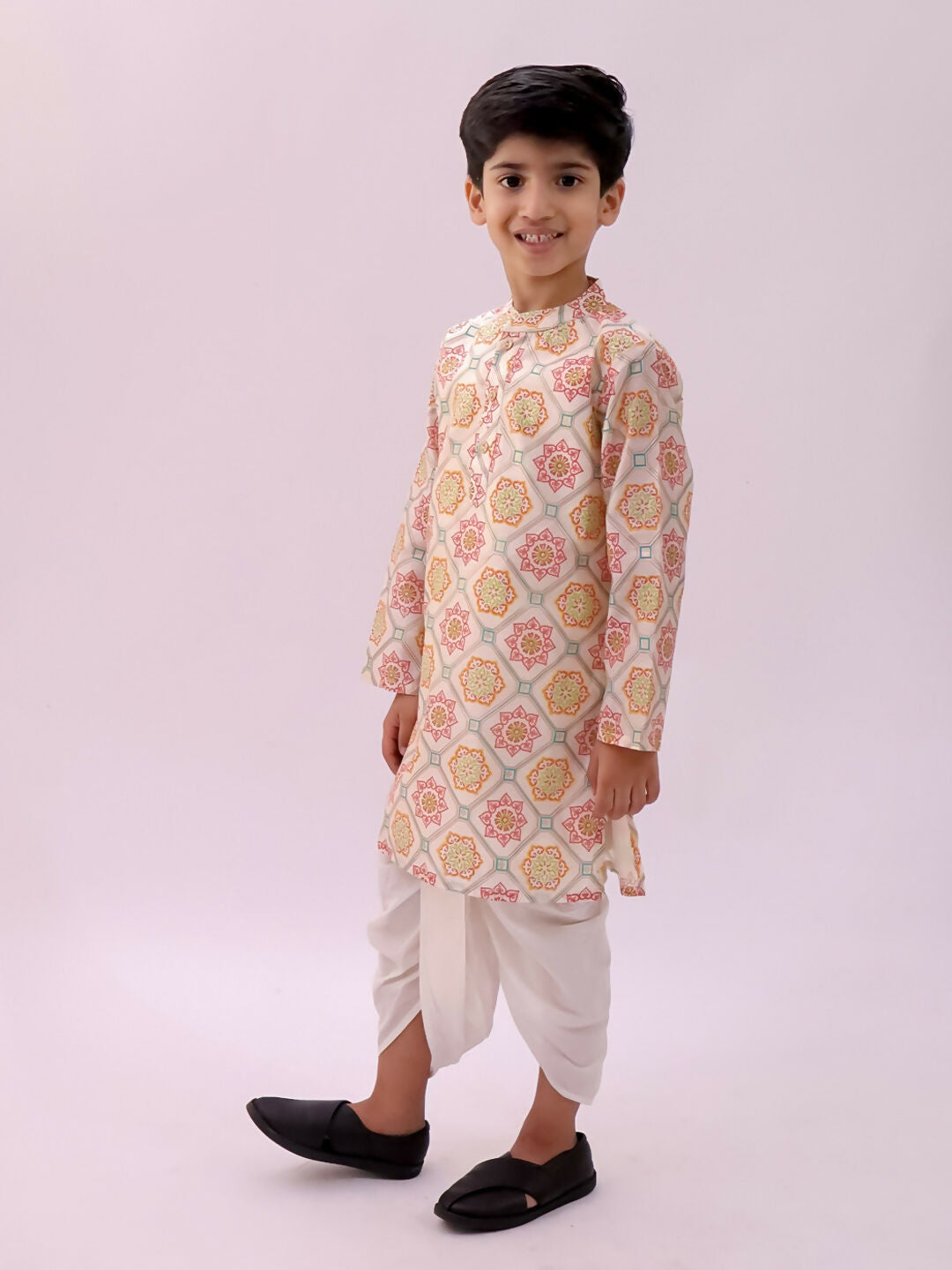 Lil Drama Mishti Off White Kurta Dhoti Set For Boys