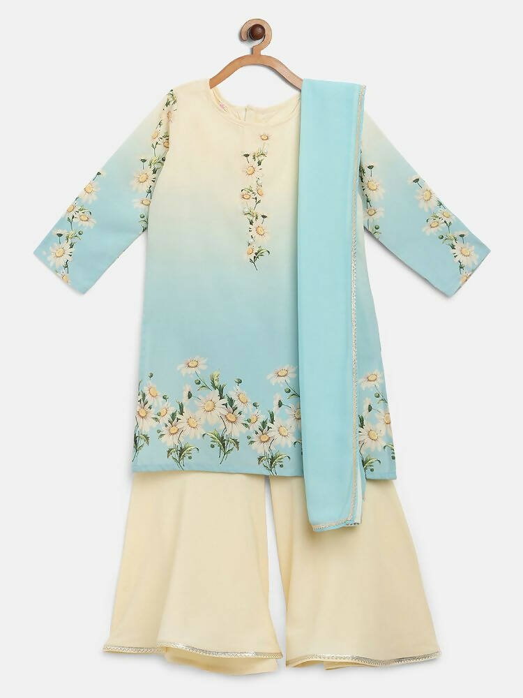 Ahalyaa Multi Crepe Printed Kids Kurta Sharara Sets With Dupatta For Girls - Distacart