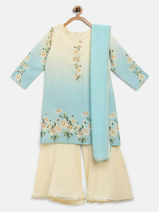 Ahalyaa Multi Crepe Printed Kids Kurta Sharara Sets With Dupatta For Girls - Distacart