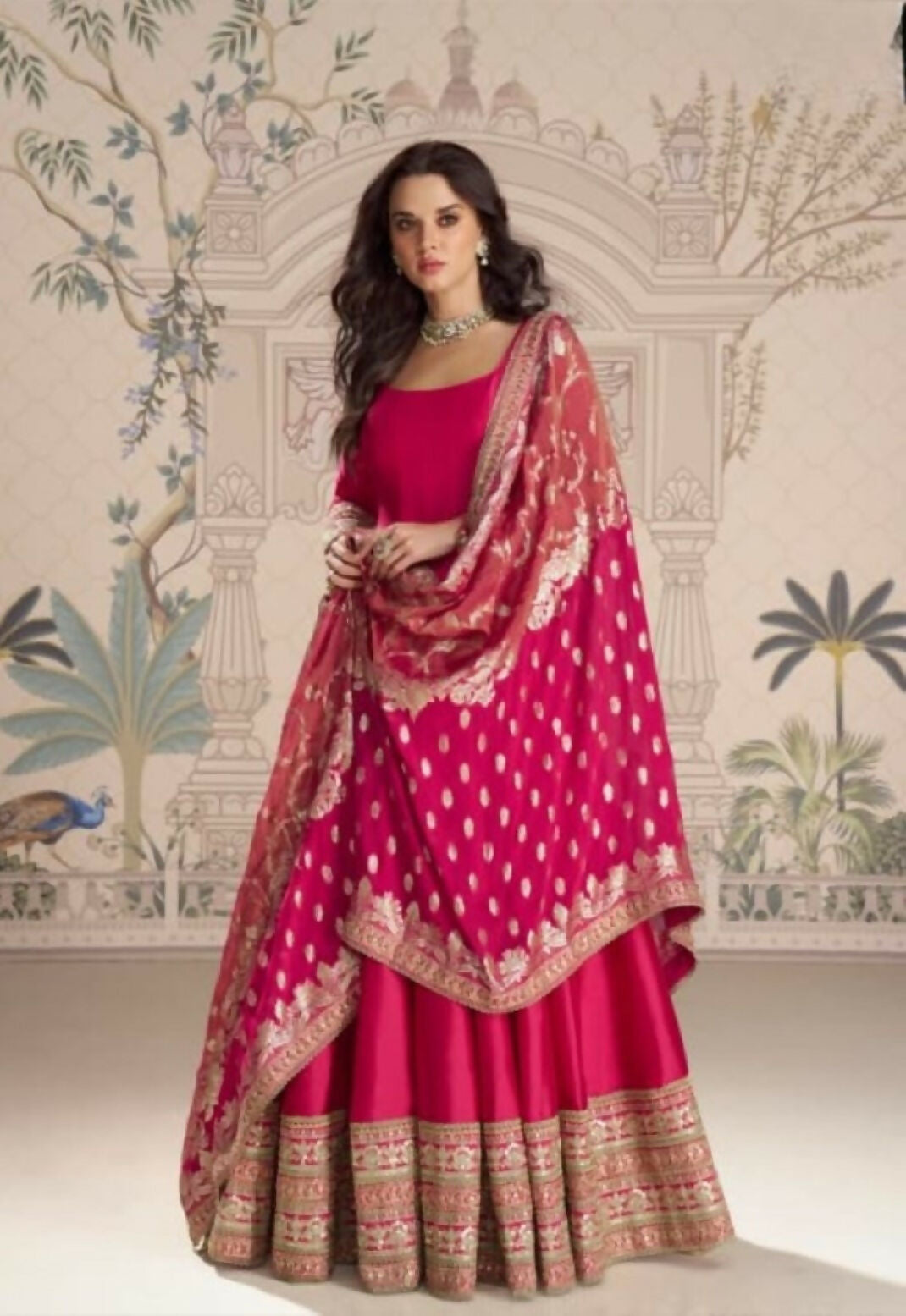 Anaita Red Vichitra Silk Anarkali Suit with Embroidery Sequins Work - Distacart
