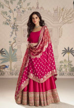 Thumbnail for Anaita Red Vichitra Silk Anarkali Suit with Embroidery Sequins Work - Distacart
