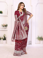 Thumbnail for Aastha Fashion Maroon Georgette Silk Leheriya With Elegant Zari Weaving Saree - Distacart