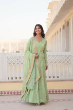 Thumbnail for Aastha Fashion Women's Pista Faux Georgette Embroidery Zari Sequins-work Gown with Dupatta - Distacart
