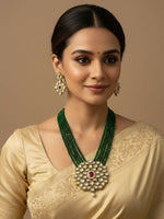 Thumbnail for NVR Women Gold Plated Green Kundan Jewellery Set - Distacart