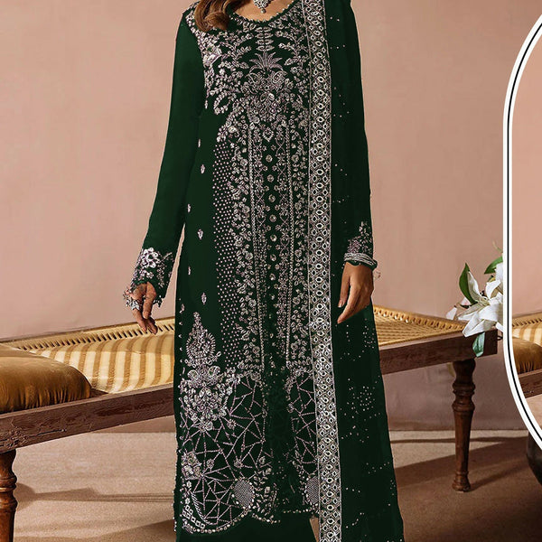 Anaita Green Velvet Suit with Embroidery Sequence Work