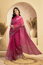Thumbnail for Vastranavya Pink Digital Printed Linen Ready To Wear Designer Saree with Unstitched Blouse - Distacart