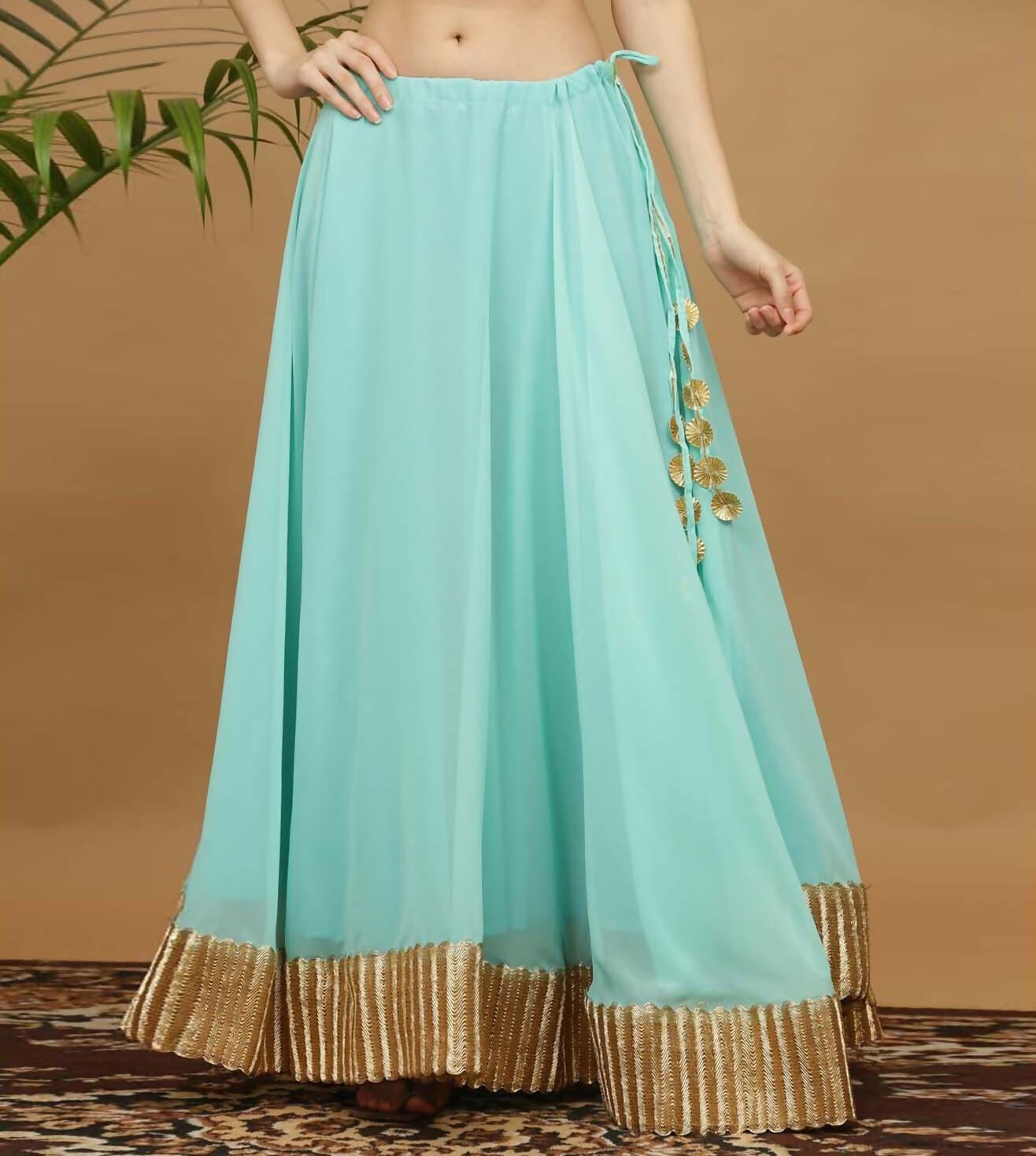 Joban Fashion Turquoise Georgette Lehenga Set