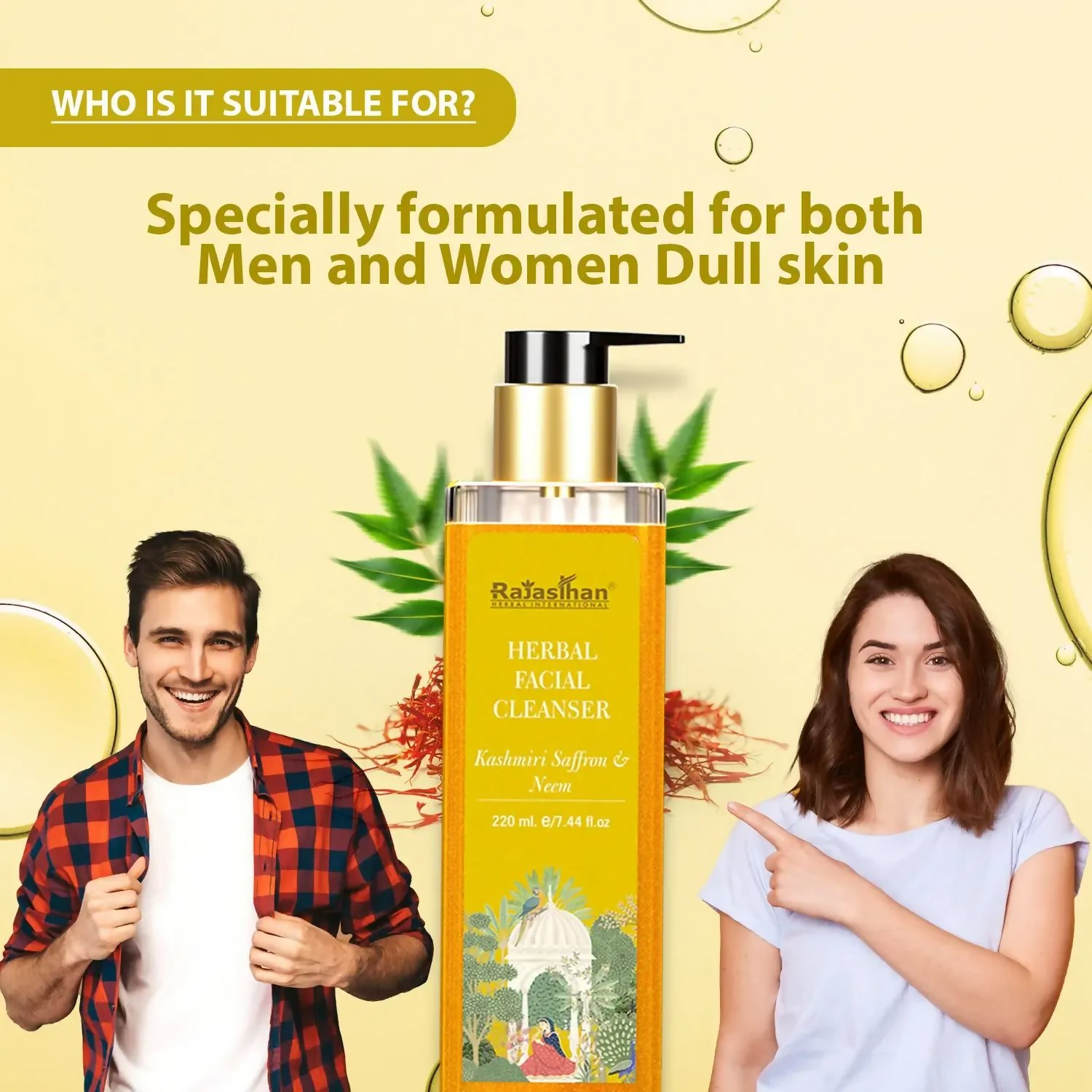 Rajasthan Herbals Herbal Facial Cleanser with Kashmiri Saffron & Neem