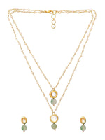 Thumbnail for Ruby Raang Green Aventurine & Kundan Necklace with Studs