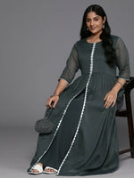 Thumbnail for Ahalyaa Women's Traditional wear Ethnic Dress - Grey - Distacart